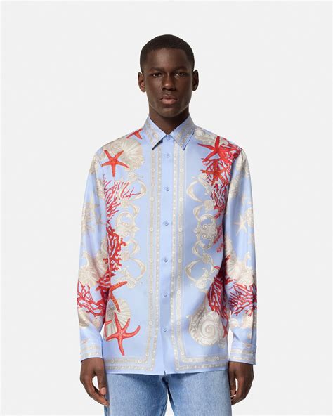 versace starfish print|Barocco Sea Striped Shirt Blue,Print .